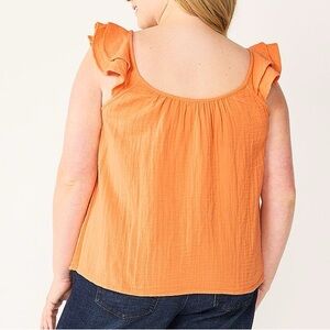 Elegant Ruffle Sleeve Tank Top in Orange